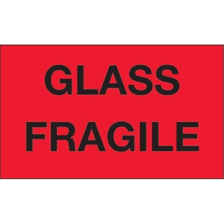 Bondad 3 x 5 in. - Glass - Fragile Fluorescent Red Labels - Roll of 500 BO3344845